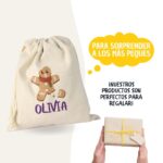 Saco para carbón de Navidad Personalizado con nombre. Bolsa de tela para carbón personalizable. Diseño Galleta - Imagen 6