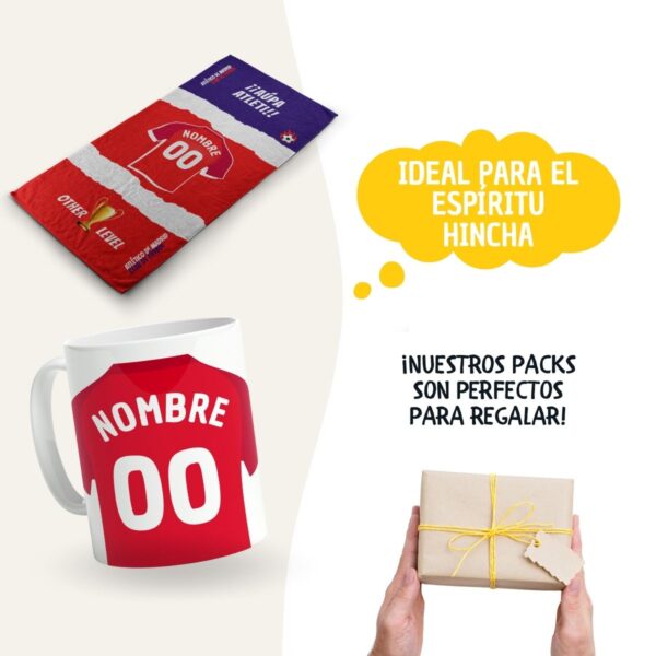 Pack Taza y Toalla del Atleti Personalizada con nombre y equipo de fútbol - Imagen 4