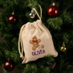 Saco para carbón de Navidad Personalizado con nombre. Bolsa de tela para carbón personalizable. Diseño Galleta - Imagen 5