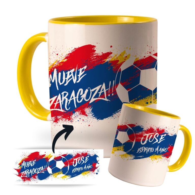 taza mueve zaragoza personalizada con nombre y número