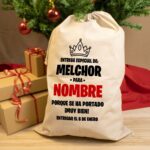 Saco de regalos de Navidad Personalizado con nombre. Con cordón ajustable. Diseño Entrega Melchor - Imagen 5