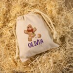 Saco para carbón de Navidad Personalizado con nombre. Bolsa de tela para carbón personalizable. Diseño Galleta - Imagen 4