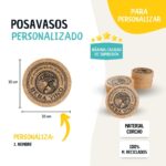 Posavasos de corcho personalizado con nombre. Set de 6 posavasos personalizados.Diseño Mitología. - Imagen 2