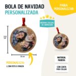 Bola de Navidad madera personalizada con foto. Adorno para el árbol de Navidad personalizado de madera. - Imagen 2