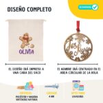 Pack 2 Bolas de Navidad personalizadas de madera y Saco de Carbón con nombre. - Imagen 7