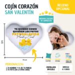 Cojín Forma de Corazón Personalizado con Fotos, personalizable en ambas caras. San Valentin - Imagen 2