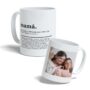 Taza personalizada para mamá con foto y definición emotiva.