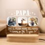 Lámpara LED personalizada para papá con fotos y mensaje grabado en base de madera