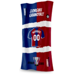 toalla personalizada fútbol con nombre y número estilo camiseta