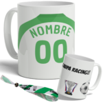 Taza personalizada estilo camiseta de fútbol con colores