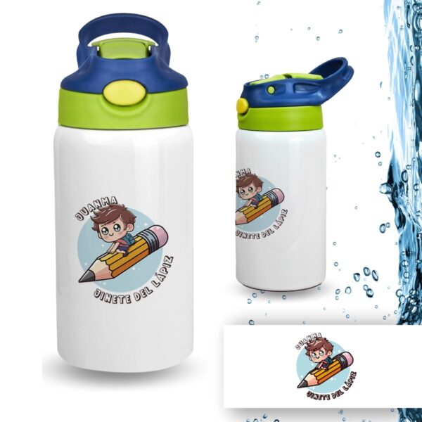 Botella Infantil Personalizada de Acero Inoxidable – Diseño Vuelta al Cole (350 ml) - Imagen 44