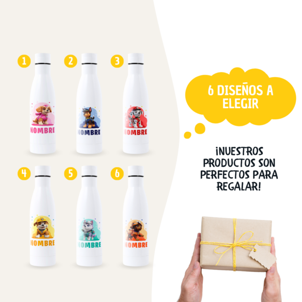 Botella Infantil Personalizada Patrulla Perruna – 500 y 700ml con Nombre - Imagen 10