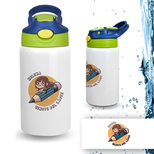 Botella Infantil Personalizada de Acero Inoxidable – Diseño Vuelta al Cole (350 ml) - Imagen 45