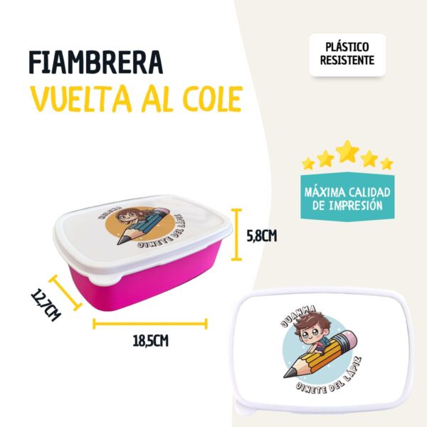 Fiambrera Personalizada Infantil Vuelta al Cole con Nombre – Diseños Infantiles Divertidos y Seguros - Imagen 2