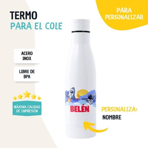 Botella Personalizada para Niños con Nombre – 500 y 700ml – Diseño Espacial - Imagen 4
