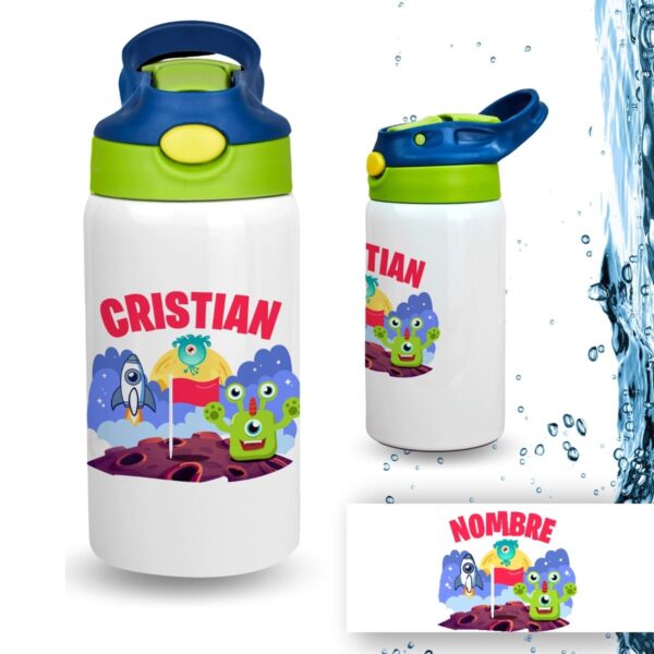 Botella Infantil Personalizada de Acero Inoxidable – Diseño Vuelta al Cole (350 ml) - Imagen 9