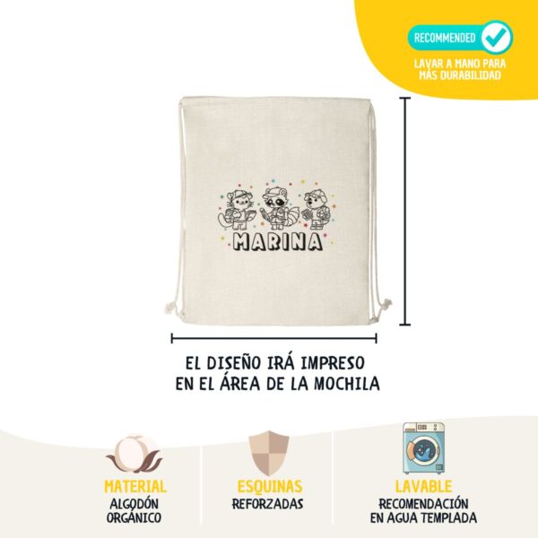 Mochila Saco Personalizada Vuelta al Cole – Diseño Escolar con Nombre para Niños - Imagen 5