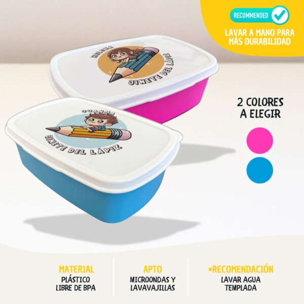 Fiambrera Personalizada Infantil Vuelta al Cole con Nombre – Diseños Infantiles Divertidos y Seguros - Imagen 3