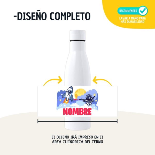 Botella Personalizada para Niños con Nombre – 500 y 700ml – Diseño Espacial - Imagen 5