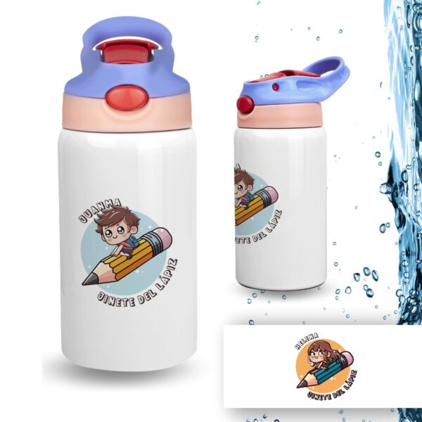 Botella Infantil Personalizada de Acero Inoxidable – Diseño Vuelta al Cole (350 ml) - Imagen 46