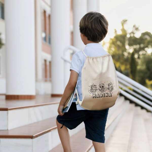 Mochila Saco Personalizada Vuelta al Cole – Diseño Escolar con Nombre para Niños - Imagen 3
