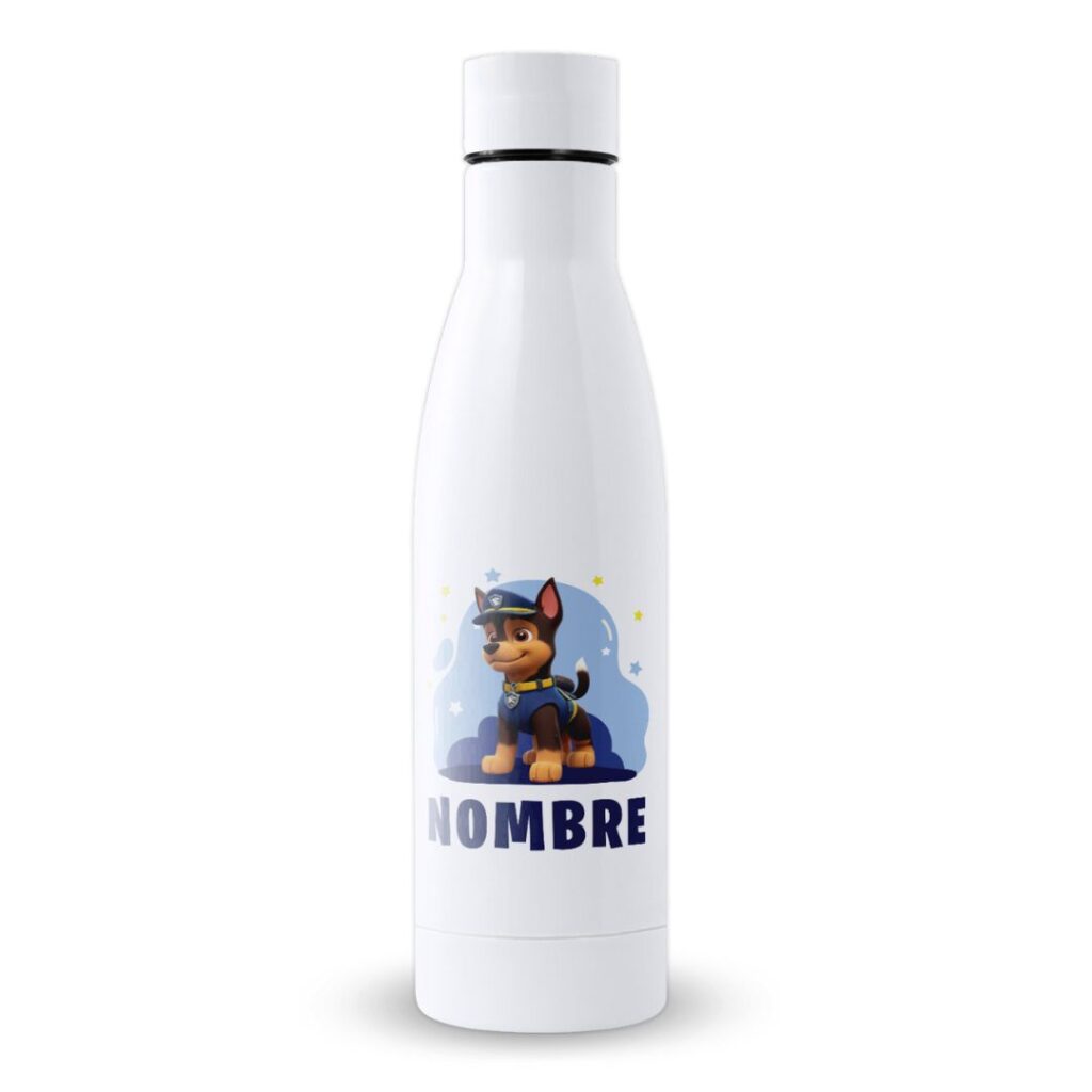 botella infantil patrulla perruna personalizada con nombre