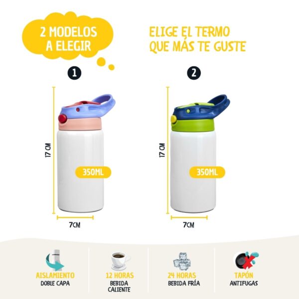 Botella Infantil Personalizada de Acero Inoxidable – Diseño Vuelta al Cole (350 ml) - Imagen 4