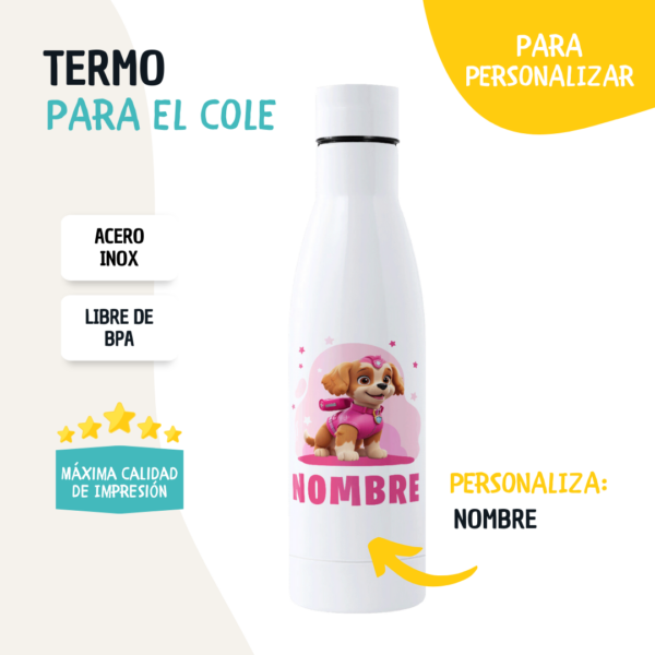 Botella Infantil Personalizada Patrulla Perruna – 500 y 700ml con Nombre - Imagen 7