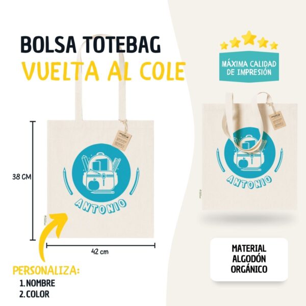 Bolsa Tote Bag Infantil Personalizada – Diseños Escolares Vuelta al Cole - Imagen 7