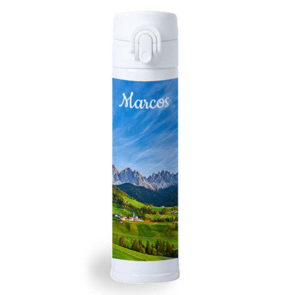 Termo acero inoxidable personalizado Alirox blanco brillante 330ml.