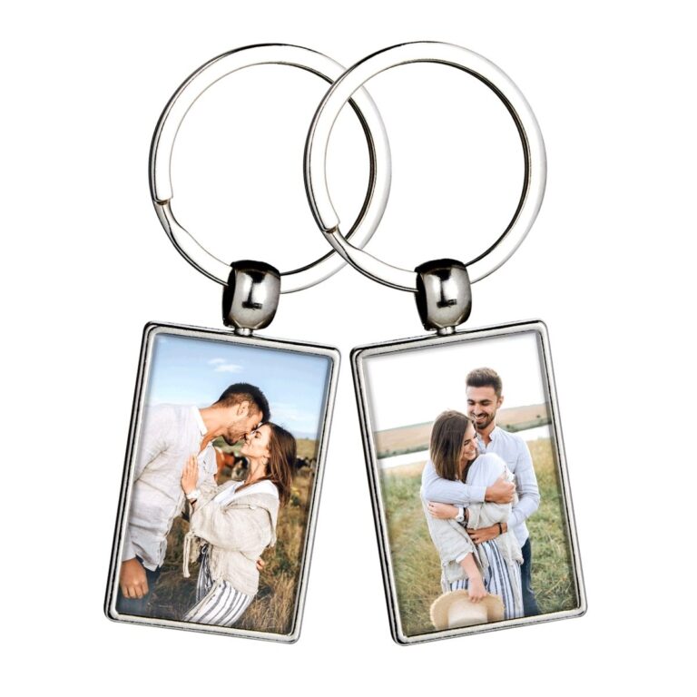 llavero metálico personalizado con foto y tapa acrílica