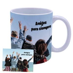 Taza personalizada de cerámica blanca brillo con foto