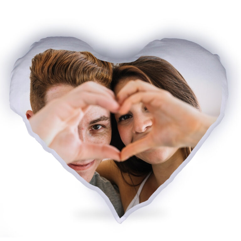 cojín forma de corazón personalizado con foto para pareja