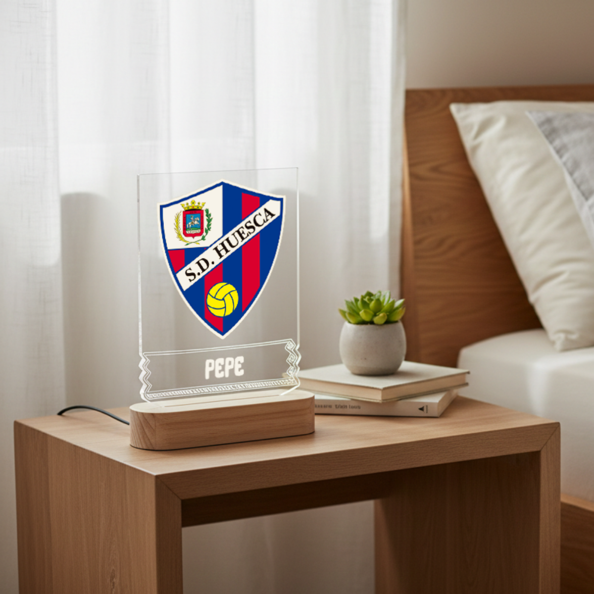 Lámpara LED de Fútbol | Personalizada con Base de Madera | Regalos de Fútbol - Imagen 7