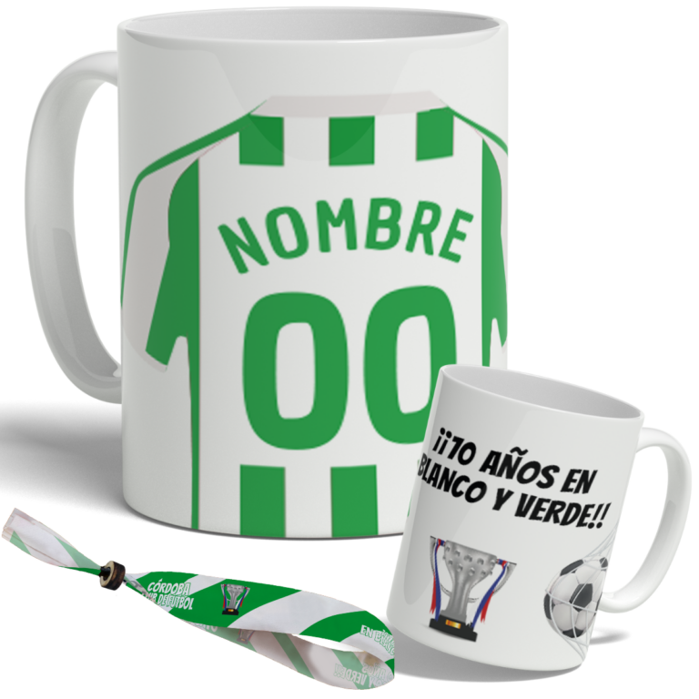 taza córdoba cf personalizada con nombre y numero