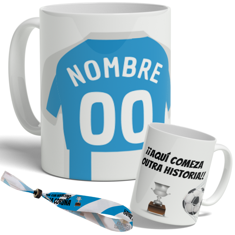taza deportivo de la coruña personalizada con nombre y numero