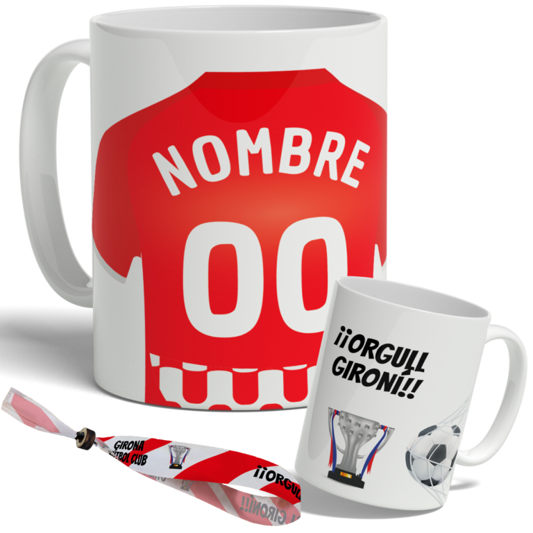 taza girona fc personalizada con nombre y número
