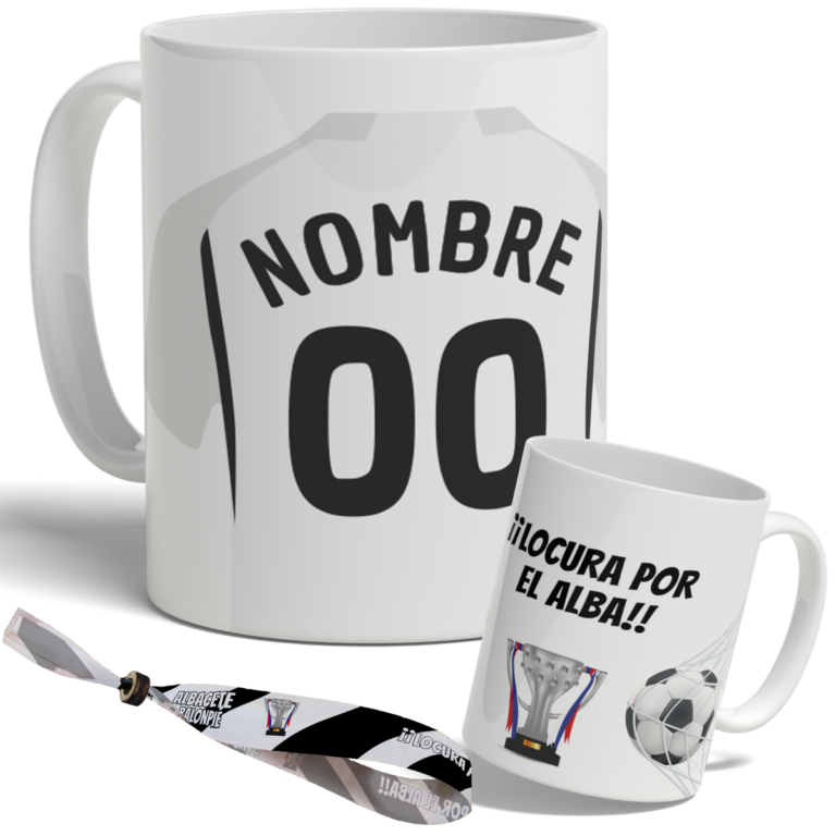 taza albacete balompié personalizada con nombre y numero