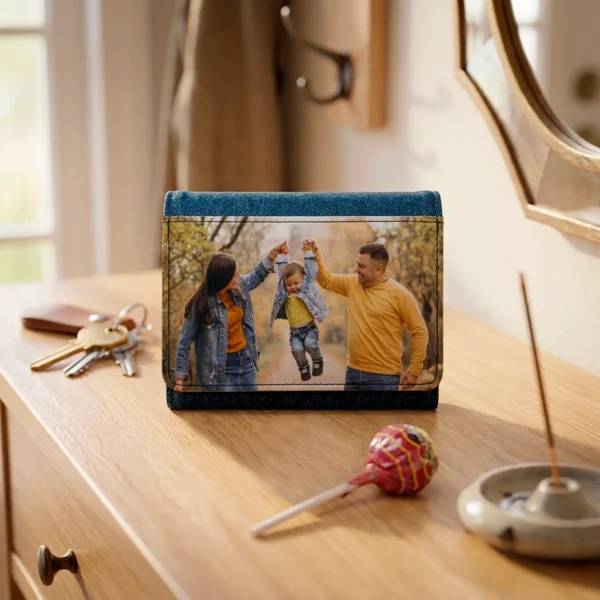 Billetera Personalizada con Foto y Nombre - Cartera Vaquera Azul Marino - Imagen 3