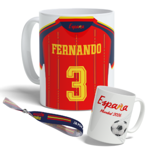 Taza Personalizada Selección Española Mundial 2026 con Nombre y Número